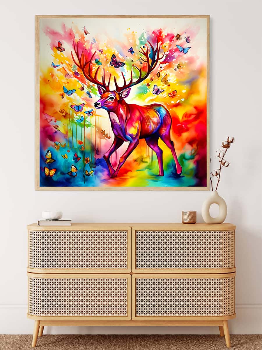 Colorful, glowing deer — AB Diamond Painting Kit, product view 3