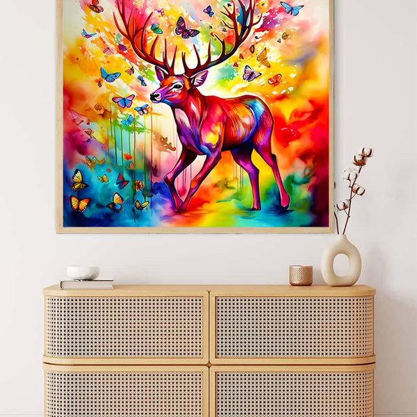 Colorful, glowing deer — AB Diamond Painting Kit, product view 3