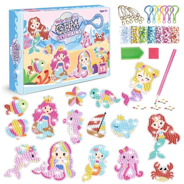 Mermaids, box — Diamond Painting Keychain Set design