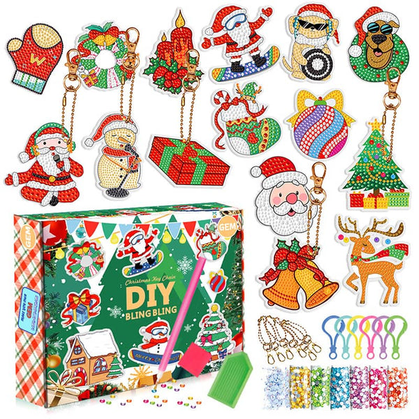 Christmas 2, box with charms — Diamond Painting Keychain Set design