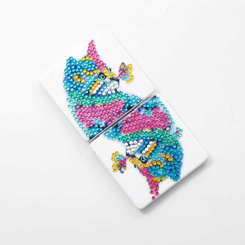 Colorful Cat — Diamond Painting Compact Mirror Kit, product view 2