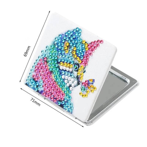 Colorful Cat — Diamond Painting Compact Mirror Kit, product view 3