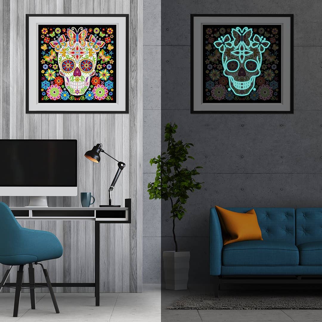 Butterflies with skull — Glow-in-the-Dark Diamond Painting Kit, product view 5