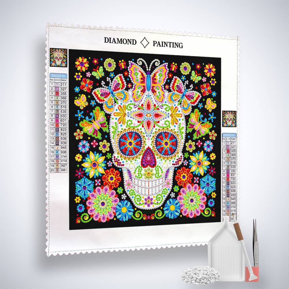 Butterflies with skull — Glow-in-the-Dark Diamond Painting Kit, product view 4
