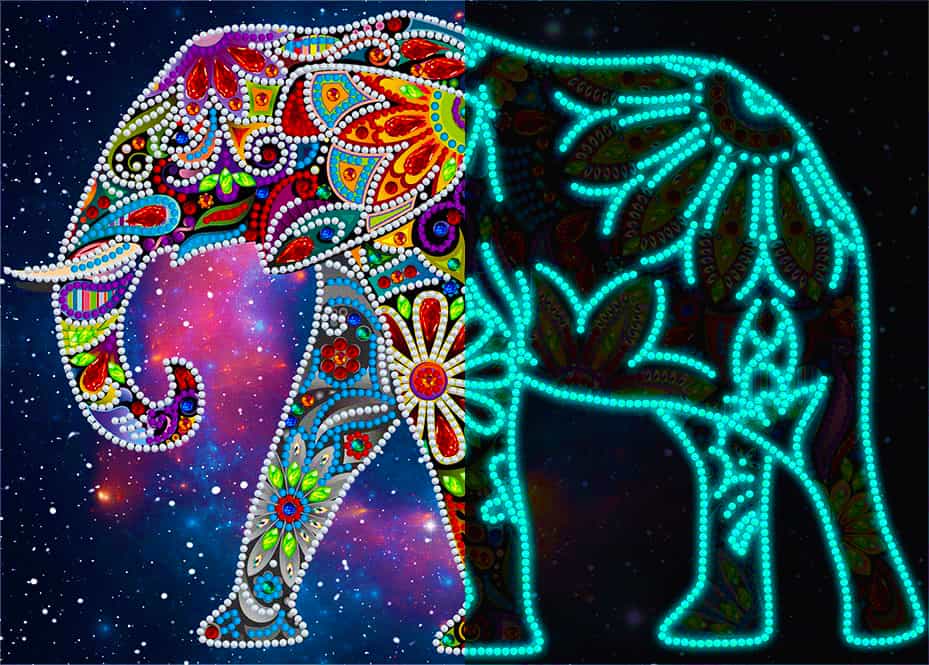 Proud Elephant — Glow-in-the-Dark Diamond Painting Kit design