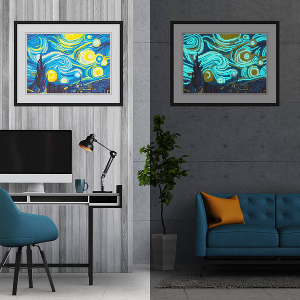 Night Sky, Van Gogh Style — Glow-in-the-Dark Diamond Painting Kit, product view 5
