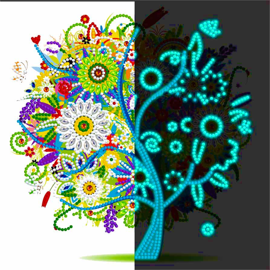 Colorful Tree, Abstract — Glow-in-the-Dark Diamond Painting Kit design