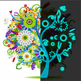 Colorful Tree, Abstract — Glow-in-the-Dark Diamond Painting Kit design