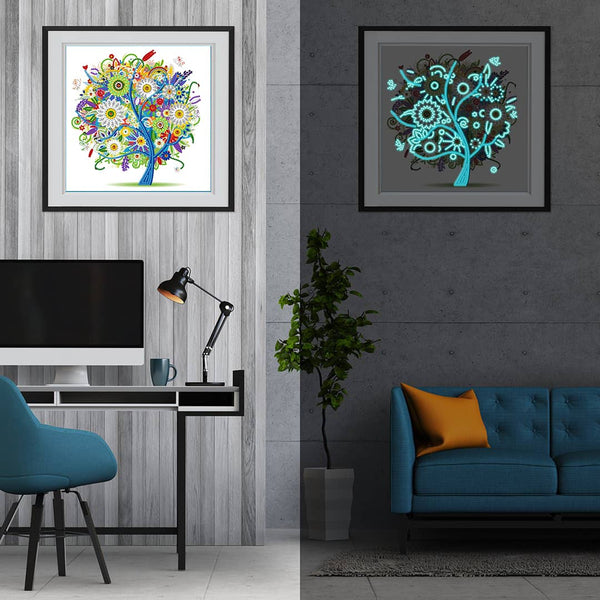 Colorful Tree, Abstract — Glow-in-the-Dark Diamond Painting Kit, product view 5
