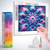 Mosaic Peacock Eyes — Diamond Painting Kit, product view 3