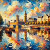 Flow of colors: London in the evening glow — Diamond Painting Kit design