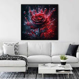 Red rose surrounded by water — Diamond Painting Kit, product view 2