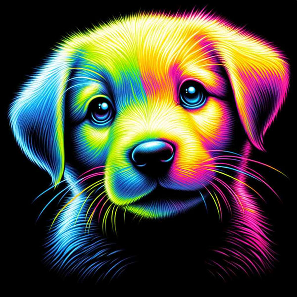 A Puppy's Colorful Awakening — Diamond Painting Kit design