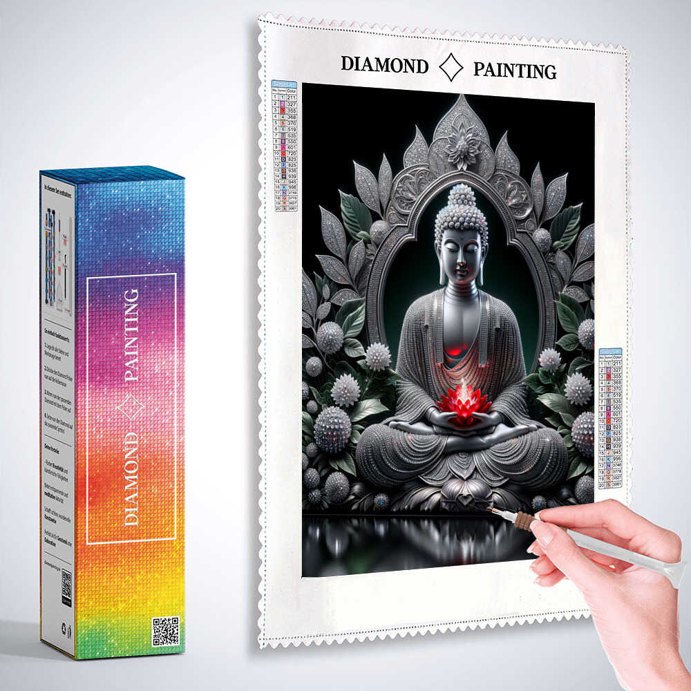 Buddha with red flower — Diamond Painting Kit, product view 3