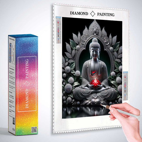 Buddha with red flower — Diamond Painting Kit, product view 3