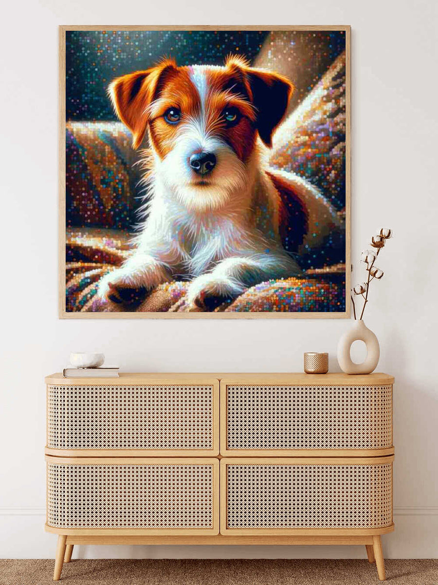 Jack Russel in brown and white — Diamond Painting Kit, product view 2