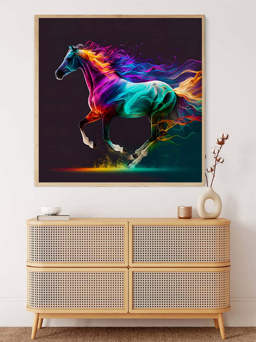 Galloping neon horse — AB Diamond Painting Kit, product view 3