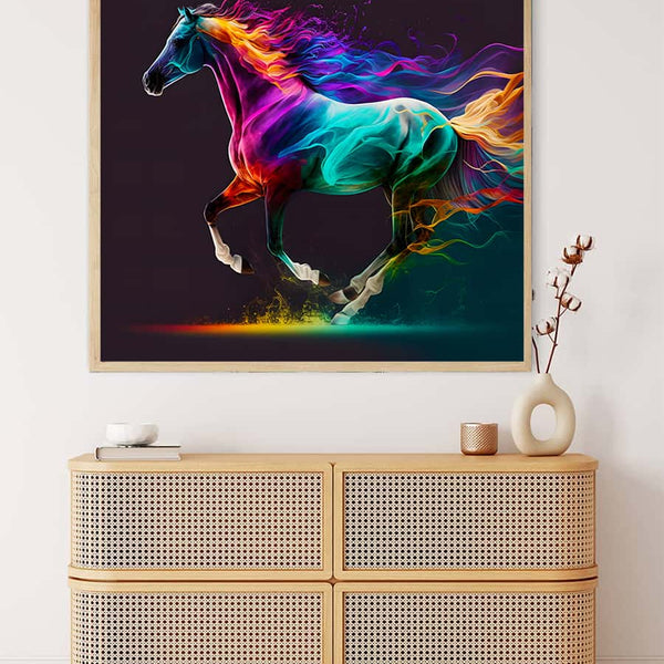 Galloping neon horse — AB Diamond Painting Kit, product view 3