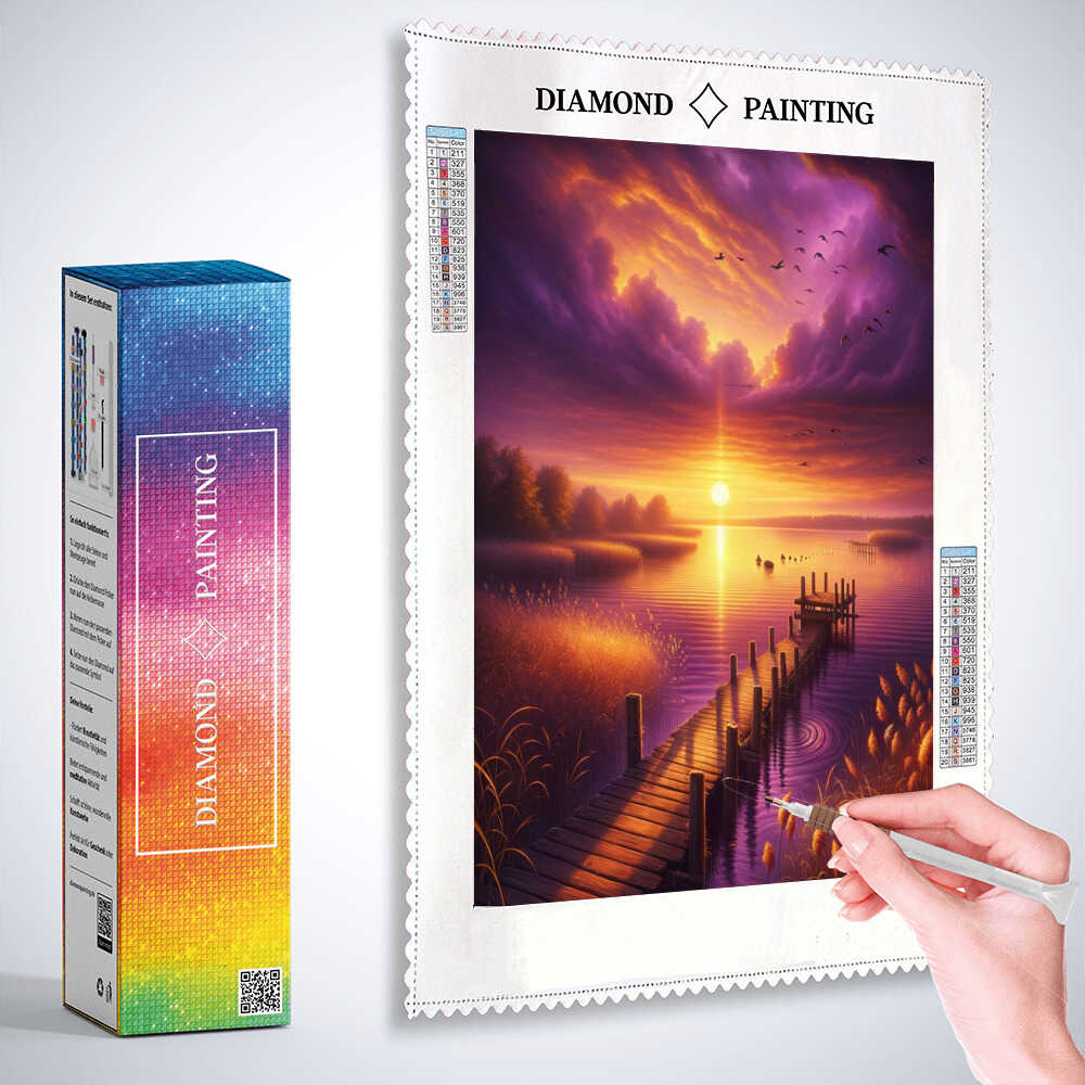 Sunset at the lake — Diamond Painting Kit, product view 3