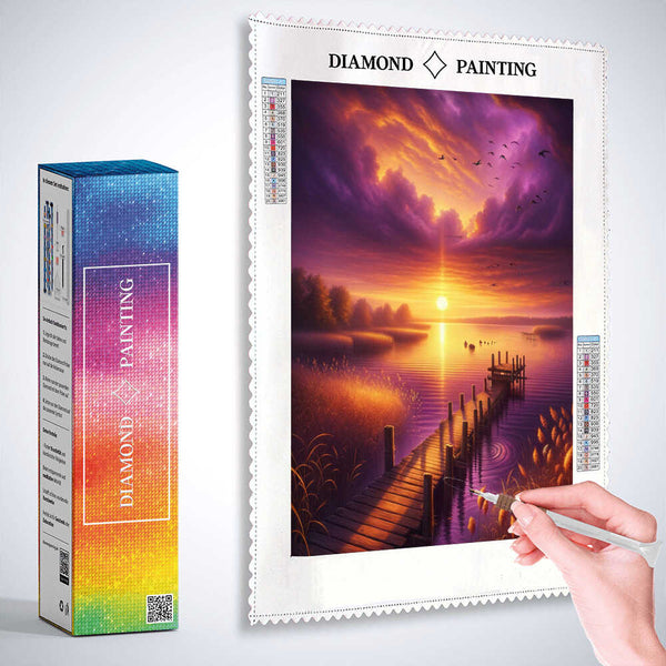 Sunset at the lake — Diamond Painting Kit, product view 3
