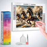 Brown Horses at a Gallop — Diamond Painting Kit, product view 4