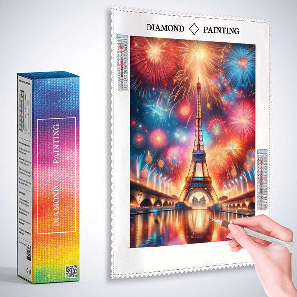 Colorful Eiffel Tower Fireworks — Diamond Painting Kit, product view 3