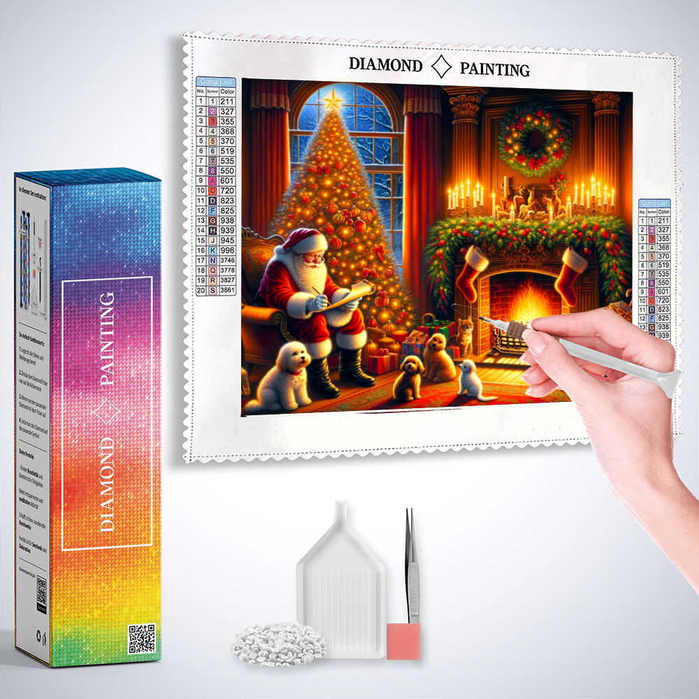 Christmas by the Fireplace — Diamond Painting Kit, product view 2