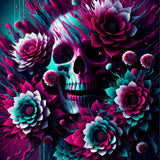 Colorful flowers and skull — Diamond Painting Kit design