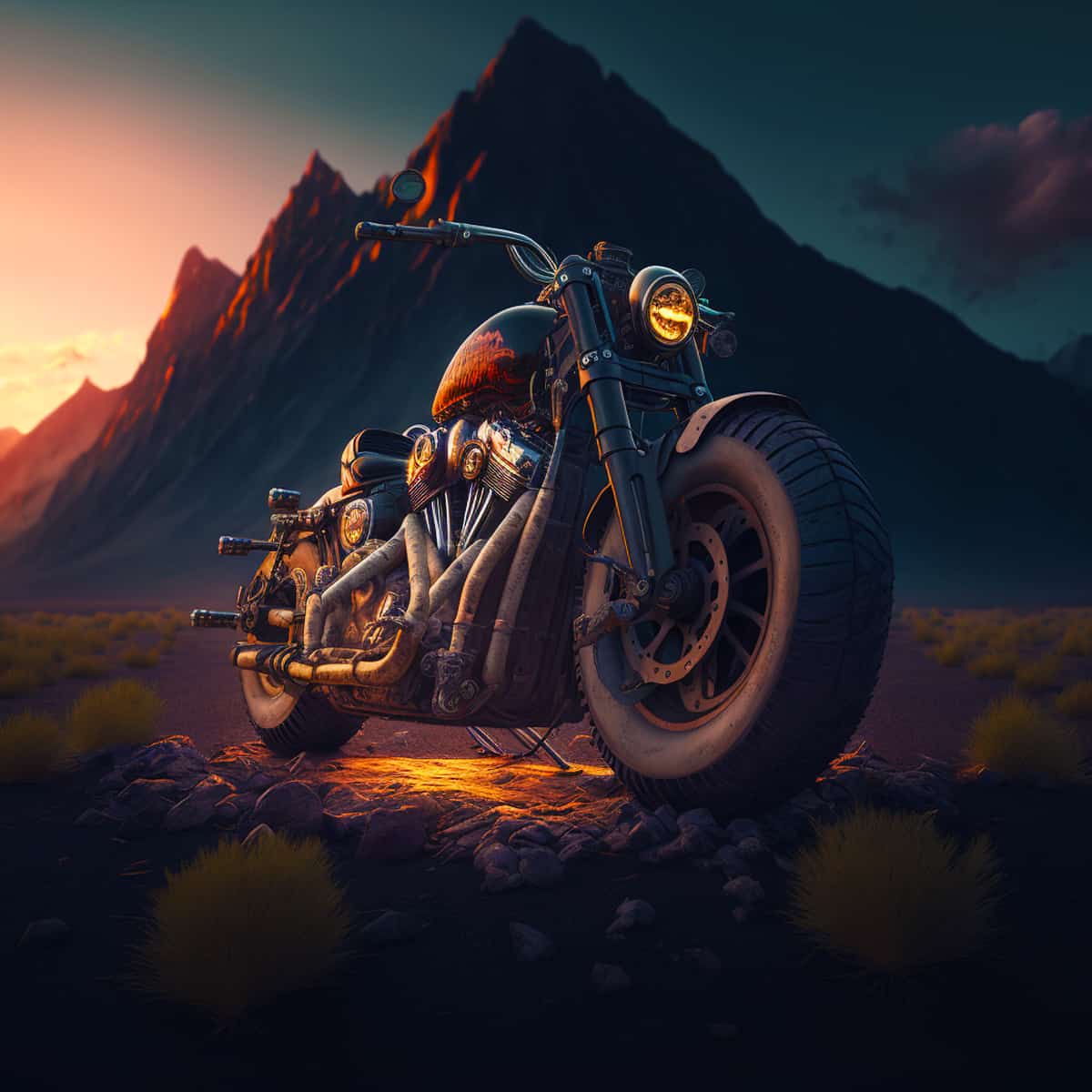 Route 66 and the motorcycle adventure — Diamond Painting Kit design
