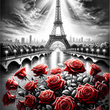 Eiffel Tower with Roses — Diamond Painting Kit design
