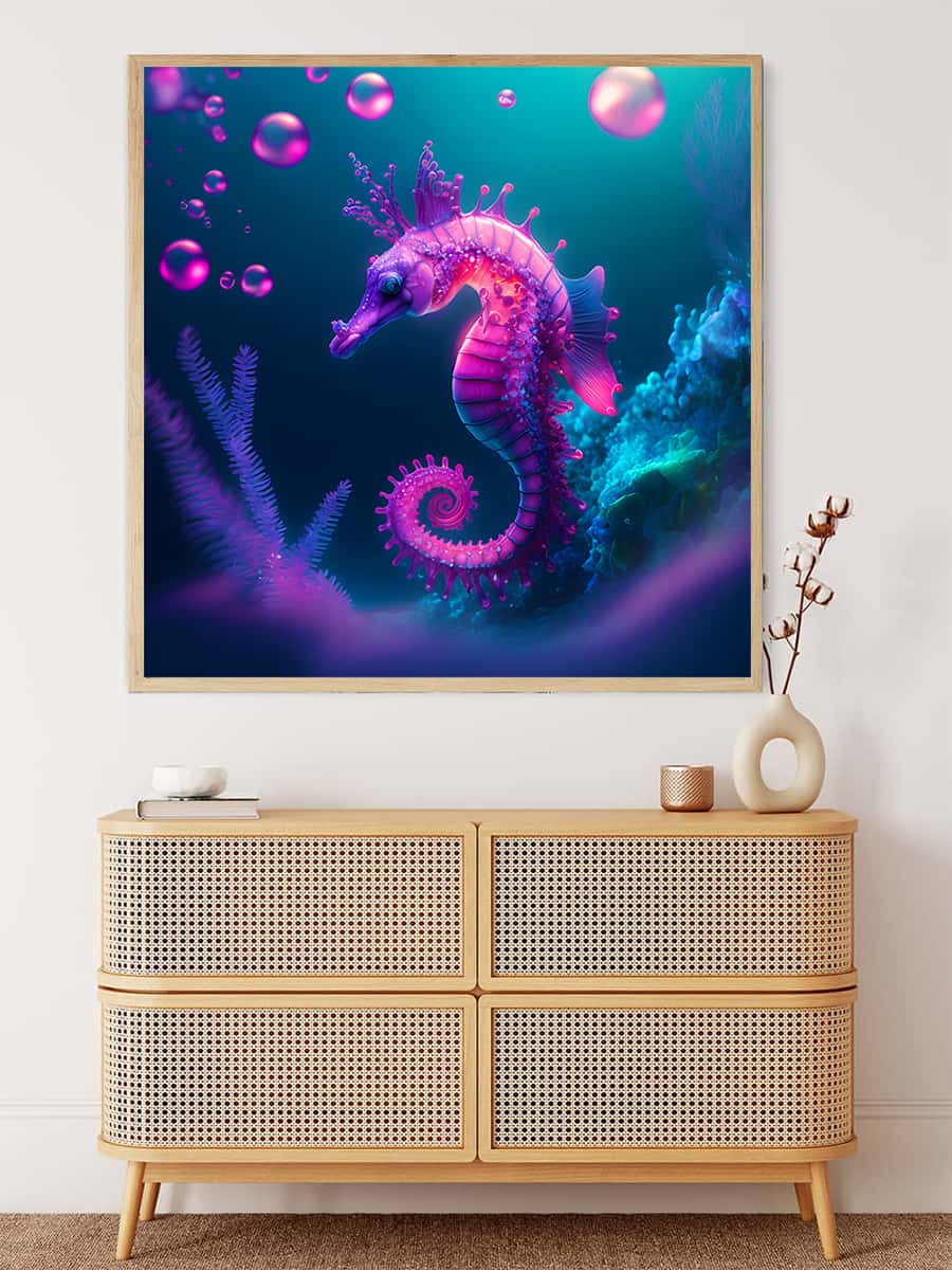 Purple Seahorse — AB Diamond Painting Kit, product view 3