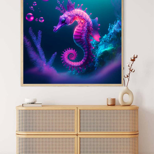 Purple Seahorse — AB Diamond Painting Kit, product view 3