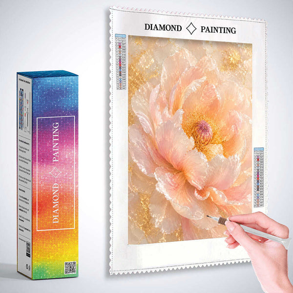 Golden Peony at Dawn — Diamond Painting Kit, product view 3