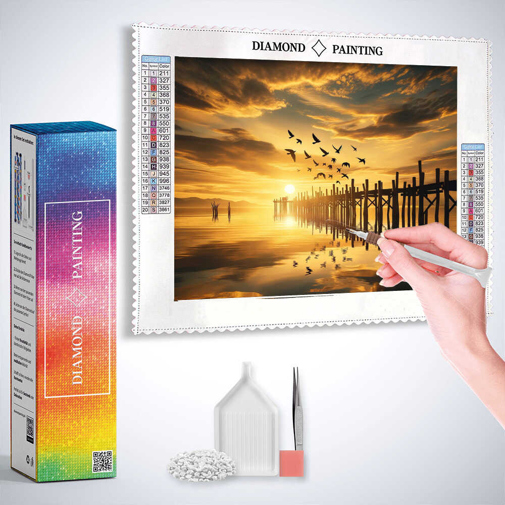 Wooden Pier at Dusk — Diamond Painting Kit, product view 3