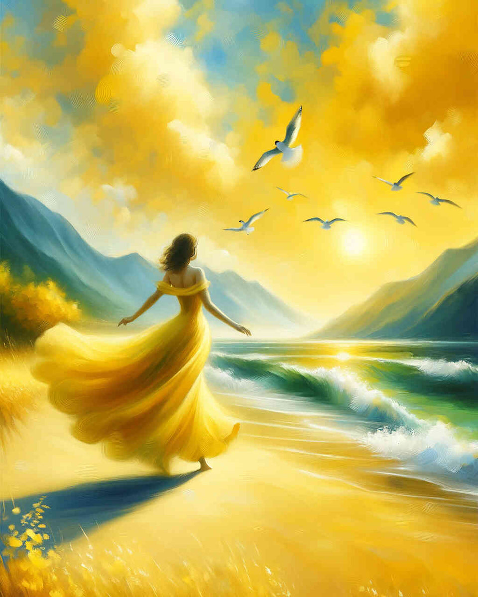 Woman in yellow dress — Diamond Painting Kit design
