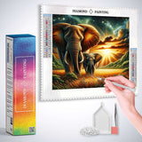 Elephant Couple Africa — Diamond Painting Kit, product view 3