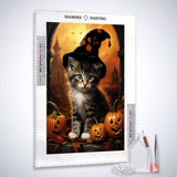 Kitten with hat, Halloween — Diamond Painting Kit, product view 2