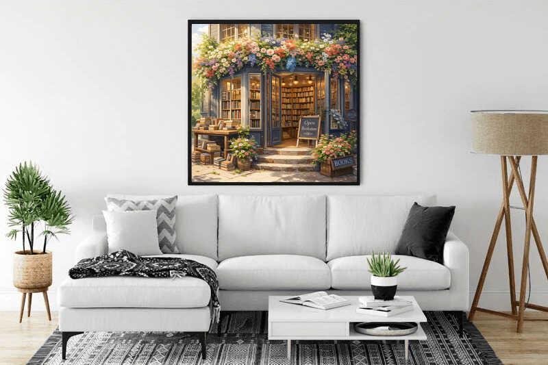 The Flower-Filled Bookshop — Diamond Painting Kit, product view 2