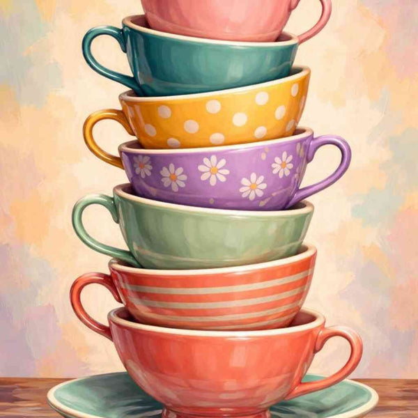 The Teacup Tower — Diamond Painting Kit design