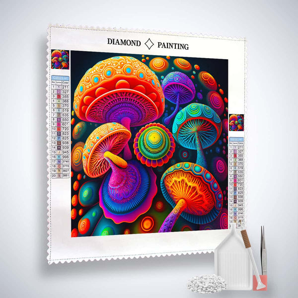 Magic Mushrooms Abstract — AB Diamond Painting Kit, product view 2