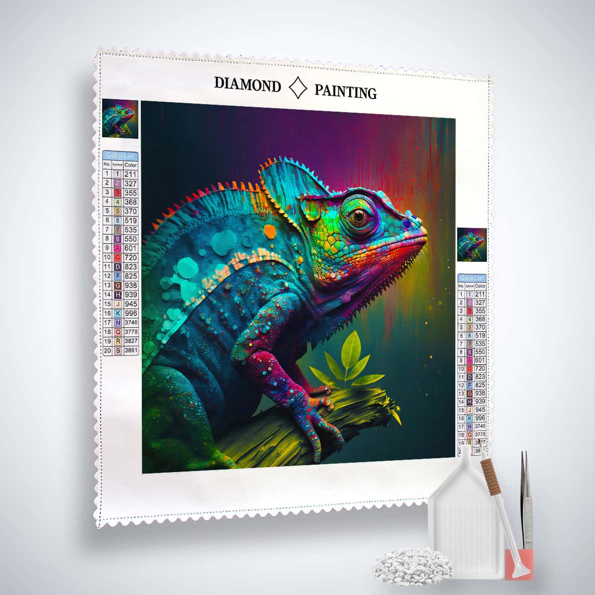 Magnificent Chameleon — AB Diamond Painting Kit, product view 4