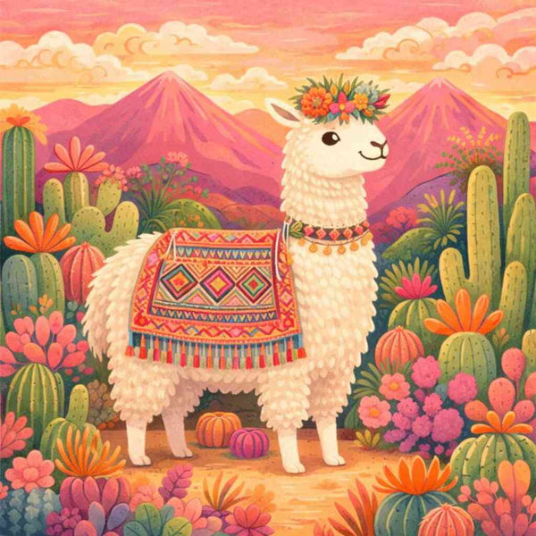 Llama at Sunset — Diamond Painting Kit design