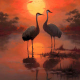 Cranes in the Evening Glow — Diamond Painting Kit design
