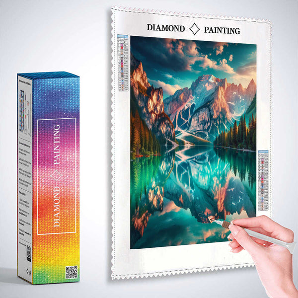 Crystal clear mountain lake — Diamond Painting Kit, product view 3