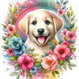 Dog flower wreath — Diamond Painting Kit design