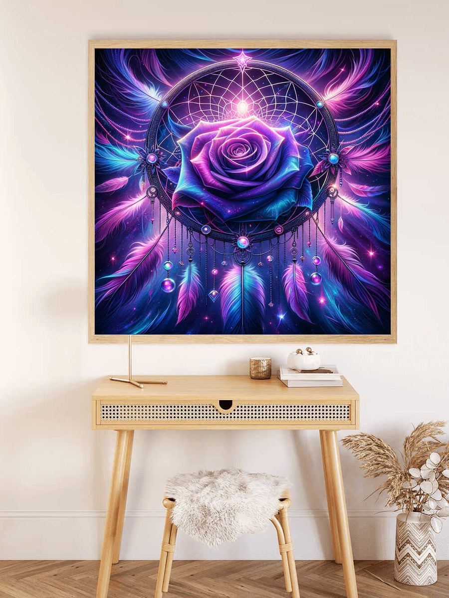 Dreamcatcher Rose in Purple — Diamond Painting Kit, product view 2