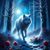 Wolf in the night forest — Diamond Painting Kit design