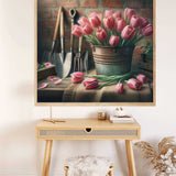 Pink bouquet of tulips in a bucket — Diamond Painting Kit, product view 2