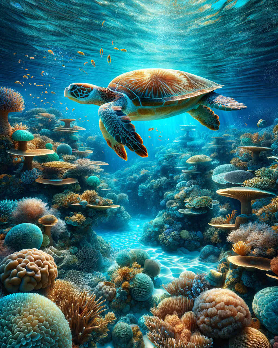 Turtle coral reef — Diamond Painting Kit design