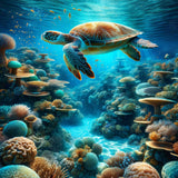 Turtle coral reef — Diamond Painting Kit design